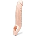 Lovehoney Mega Mighty Thick Realistic Penis Sleeve - Penis Extender with Ball Loop Add 1-3 Extra Inches - Cock Sleeve and Girth Enhancer for Men - Flesh Pink