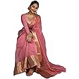 Satrani Women'S Organza Jacquard Border Saree With Unstitched Blouse Piece