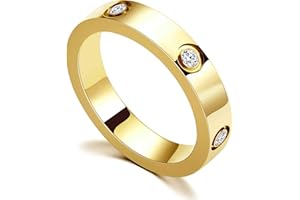 RIXERKOC Bague d'amour pour femme en acier inoxydable avec zircon cubique Bague de promesse Anneau de mariage Bijoux Cadeaux d'anniversaire de la Saint-Valentin pour femmes filles