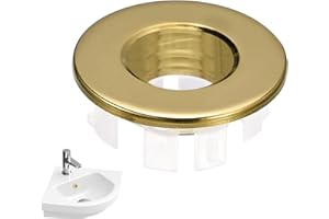 VIERONE 1 PCS Sink Overflow Cover Durable Sink Overflow Ring Overflow Sink Hole Cover Round Overflow Hole Cover Bathroom Sink Overflow Ring Sink Trim Overflow Cover for Sink Bathroom Kitchen (Gold)
