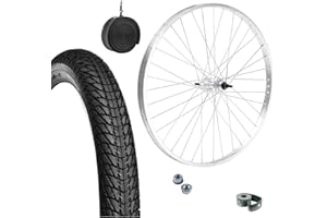 MADICKS CERCHIO RUOTA COMPLETA ANTERIORE 20" X 1.75 + COPERTONE NERO + CAMERA D'ARIA VALVOLA ITALIA PER BICI CITY BIKE BICICLETTA GRAZIELLA + DADI + FLAP