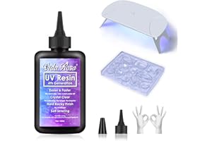 VidaRosa Resina UV de 100 g de curado más rápido, tipo duro transparente con lámpara UV y molde de joyería, kit de iniciación de resina UV para pegamento/fabricación de joyas, manualidades