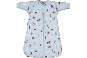 MOLIS & CO molis&co - Sacco nanna maniche staccabili per Neonati e Bambini - Sacchi Nanna 2.5 tog - 100% Cotone (Oeko-TEX 100) - Winter Animals (6 a 12 mesi)