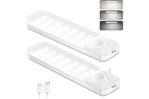 Ylatoial Under Cupboard Kitchen Lights, 2 Pack Cold White 1000mAh Dimmable Rechargeable Magnetic LED Motion Sensor Lights Indoor for Wardrobe Cabinet Shelf
