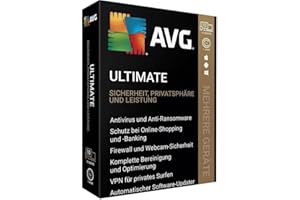 LIZENZPATE AVG Ultimate 2024 - Virenschutz-Paket mit AVG Secure VPN und AVG TuneUp zur Beschleunigung des PCs - für Windows, macOS, iOS und Android | 1 Gerät | 1 Jahr | PC/Mac | Aktivierungscode per Post