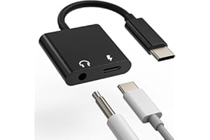 HOYULLI USB C A 3.5mm AUX Cuffie Adapter(2 in 1) Tipo C Caricatore Per IPhone 15 Auto Audio Splitter Type-C Auricolari Microfono Compatibile Per Samsung S24 Ricarica Per Apple iPad SD Headphone Dongle 3.5+tp