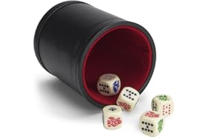 Brybelly Set of 5 Poker Dice with Professional Leather Dice Cup, Great for Travel