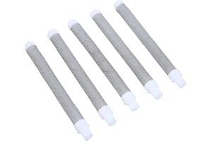 Funnytek 5PCS 60 Mesh Airless Spray Gun Filters, Stainless Steel, Push-on Type, Wagner Compatible, White