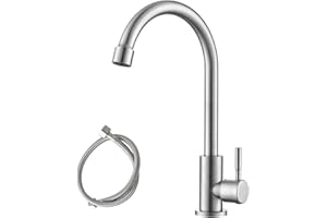 Robinet Eau Froide Uniquement - ASHORT Robinet Eau Froide De Cuisine À Une Main, Parfait Pour Le Jardin Ou La Cuisine, Design Élégant Et Facile À Installer