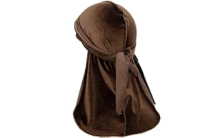 Treer Cappello Turbante Durag, Velluto Turbante Cappello Copricapo, Berretto Bandana,Cappellino da Pirata con Coda Lunga per Uomo Donna Morbida Unisex Hip-Hop Cappello