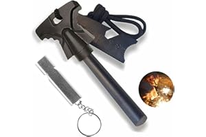 EVOLAND Fire Striker Starter Kit, 4.56" Length Ferrocerium Flint Camping Emergency Firestarter, Survival Firesteel Lighter for Camping, Hiking, Include A Whistle