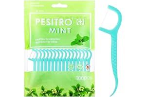 MEDO 100 Pcs Dental Floss, Disposable Floss Sticks Dental, Portable Toothpicks Sticks, Interdental Cleaning Tool for Travel, Home, Office, Restaurant (Blue)