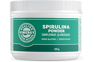 Vimergy Spiruline Poudre – Facile à Digérer – Poudre à Absorption Rapide –Végétalien – Formulé sans Agents Anti-Agglomérants, Additifs, Arômes ou Sucre - Sans OGM et sans Gluten - Format Voyage (135g)