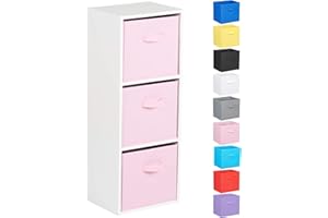 Hartleys 3 Tier White Cube Unit - Pink Storage Boxes
