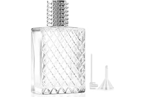 Omsscun Glass Perfume Atomiser 100ml, Perfume Spray Bottle, Glass Perfume Bottle, Empty Refillable Pod with Funnel for Men Women Travel (Silver)