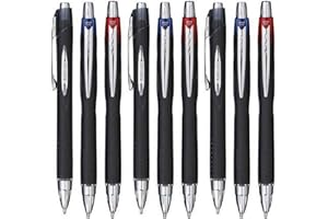 UNIBALL Uni Ball - Confezione di colori assortiti Jetstream, penna a sfera retrattile, punta da 1 mm e larghezza della linea da 0,45 mm, inchiostro pigmentato ad asciugatura rapida per una scrittura rapida SXN-210 (3 di ogni colore rosso, blu, nero, 9 penne)