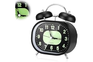 Rubessia Reloj Despertador analógico sin tictac, Sin Tictac Despertador Pilas Silencioso, Reloj Despertador Vintage con Luz Nocturna y Manecillas Luminosas para Dormitorio Sala Oficina