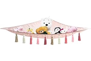 OCIOLI Stofftier-Aufbewahrung, Stofftier-Netz oder Hängematte, Makramee-Spielzeug-Hängematte Stofftier-Hängematte für Kinderzimmer, Spielzimmer, Spielzeugaufbewahrung (rosa)