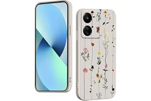 WOKEZ Silicona Líquida Funda para Xiaomi Redmi 13C 4G/Xiaomi Poco C65 4G con Flor, Silicona Suave Phone Cover para Redmi 13C 4G/Poco C65 4G con Ultrafina a Prueba de Golpes-Blanco39