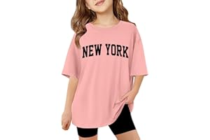 VUNCIO Girls Short Sleeve T Shirts Kids Round Neck Funny Girls Tshirts Teenage Comfy Summer Cartoon Cute Casual Sports Loose School Tunic Tops 3-14 Years