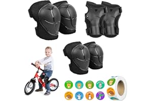 PRZRAO 6Pcs Protecciones Patines, Rodilleras Coderas y Muñequeras para Infantil, Equipo de Protección, Juego Protector de muñeca para Niños Bicicleta Ciclismo Monopatín Patinete Skate