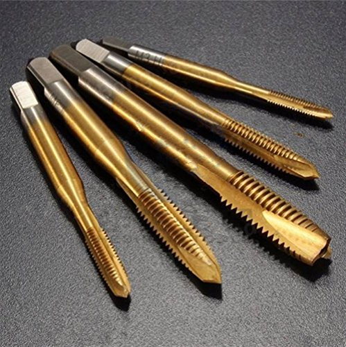 YKEZHU 5tlg. Gewindebohrer Set HSS Rechte Hand Handgewindebohrer Satz Schälanschnitt Titan-beschichtet M3-M8 - 2