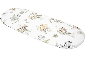 Medi Partners Spannbettlaken Spannbettuch Kinderwagen 86x40cm 100% Baumwolle Matratzenschoner Baby (Safari)
