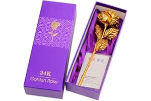 Jzhen Plaqué Or 24 K Rose Fleur pour Anniversaire du Jour de la Mère de Valentin