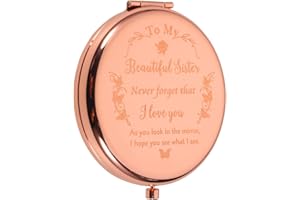 FLEURE ESME Compact Mirror for Sister Birthday Gifts from Sister Brother for Women Big Sister Her Teen Girls Female Unique Gifts Pocket Mirror Birthday Graduation Valentines Christmas Stocking Stuffers Rose Gold