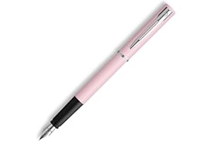 Waterman Allure - Penna Stilografica, Corpo Laccato Opaco con Finiture Cromate, Pennino Sottile in Acciaio Inossidabile, Inchiostro Blu, con Confezione Regalo, Rosa Pastello
