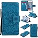 Produktbild Hozor PU Leder Hülle für Apple iPhone 6 / 6S 4.7 zoll Embossing 3D Prägung Blumen Muster Ledertasche Weiche TPU Soft Rückseite Abdeckung Handytasche Bumper Schutzhülle Brieftasche Flip Case Wallet Cover Bookstyle Handyhülle Tasche Anti-Scratch Shell Folio Klapphülle mit Standfunktion Magnetverschluss und Kredit Kartenfächer - Light Blue