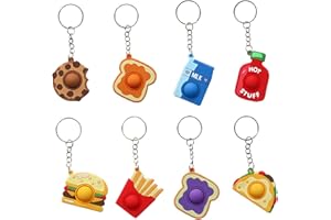 XIMINWZM 8 Pcs Fidget Keyring, Anxiety Relief Sensory Toy Gifts, Mini Toys Kids Keyrings, Mini Pop it Keychain for Adults with ADHD, Autism Fun Anxiety Relief Gadgets
