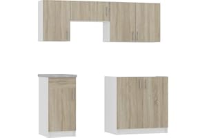 HUCOCO NOLA | Cocina Completa Lineal + módular 180cm 5 pzs | encimera INCLUIDA | Juego de Muebles de Cocina