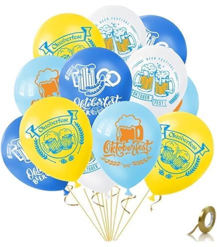 Ayizhiniu - Guirlandes Fanions Bavarois Pour Oktoberfest - 3 Pièces Bleu Et Blanc En Papier PVC