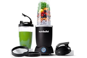 Nutribullet Pro 1200, Batidora Eléctrica, Trituradora, Batidora de Batidos, Trituradora Multifuncional, 1200w de potencia, vasos de 700ml y 900ml, negro, NB120MB