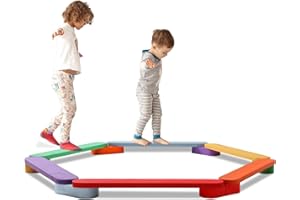 BommJokker Balancierbalken Kinder, 13set Balancierbalken, Kinder Montessori, aus Holz, Indoor und Outdoor Spielzeug, schwebebalken, balanciersteine für Kinder