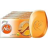 Godrej No.1 Bathing Soap Sandal & Turmeric Grade 1 Soap & Long-lasting Fragrance, Combo Pack of 5 (100g each)