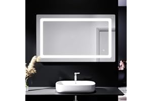 SIRHONA Miroir de Salle de Bains 1000 x 60 cm Miroirs avec LED Illumination cosmétiques muraux, Anti-buée avec éclairage LED - avec Prise Rasoir - lnterrupteur Tactile