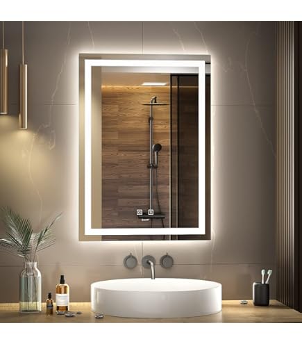 Badkamerspiegel Aloni Queen | 80x60 cm | Rechthoekig | Indirecte LED verlichting | Touch button | Met spiegelverwarming