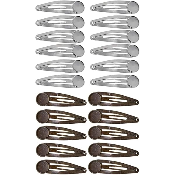 PandaHall 50 Sets Bobby‑Pins‑Befestigungen – 5 Farben, Mit 50 Glas‑Cabochons, Für DIY‑Haarspangen
