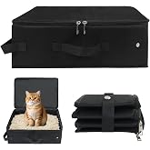 QingWing Portable Cat Litter Box, 40 x 30 cm, Travel Litter Box | Black for Cats Portable with Lid, Oxford Fabric Material Tr