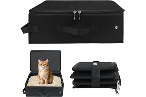 QingWing Bärbar sandlåda katter, 40 x 30 cm resesandlåda | Svart för bärbara katter med lock, resekatt, oxfordtyg, campingväs