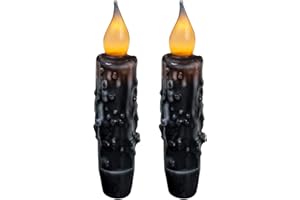 CVHOMEDECO. Candele in vera cera, a LED, immerse a batteria, con timer, senza fiamma, decorazione senza fiamma, 11 cm, nero opaco, 2 pezzi in una confezione