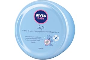 NIVEA BABY Soft Care Cream, crema hidratante para bebés con caléndula que nutre y protege durante 24 horas, 200 ml
