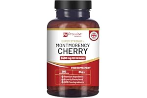 PH PROWISE HEALTHCARE Montmorency Cherry 6400mg - 200 Tart Cherry Capsules - Natural Tart Cherry Extract Supplement for Men & Women – Super Strength, Gluten Free, Vegan and GMO Free - Made in The UK by Prowise
