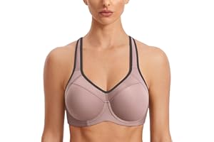 SYROKAN Sujetador Deportivo Alto Impacto con Aros y Forro Ligero para Mujer