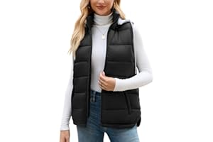 Vancavoo Manteaux Sans Manches Femme Veste à Capuche Gilet Chaud Waistcoat Automne Hiver Outercoat avec Poches