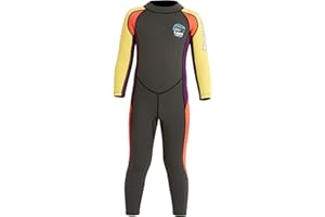 FEOYA Combinaison de Plongée Enfant Fille Néoprène 2.5MM Manches Longues Age 3-9 Ans pour Plongée Natation Activités Aquatiques