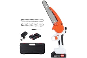 TUELALY Cordless Electric Mini Chainsaw 8 Inch with 2x2000 mAh 21V Batteries & Charger Powered Chain Saw, Portable Electric Handheld Mini Chainsaw for Branch Wood Cutting Garden Tree Logging Trimming