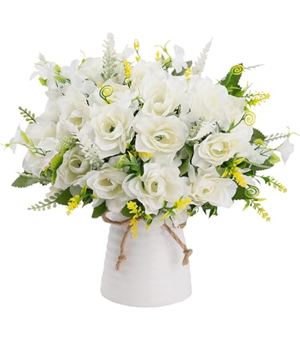 Bouquet De Pivoines Artificielles Avec Vase Gris - Déco Intérieur élégante Style Lilas Clair - 8